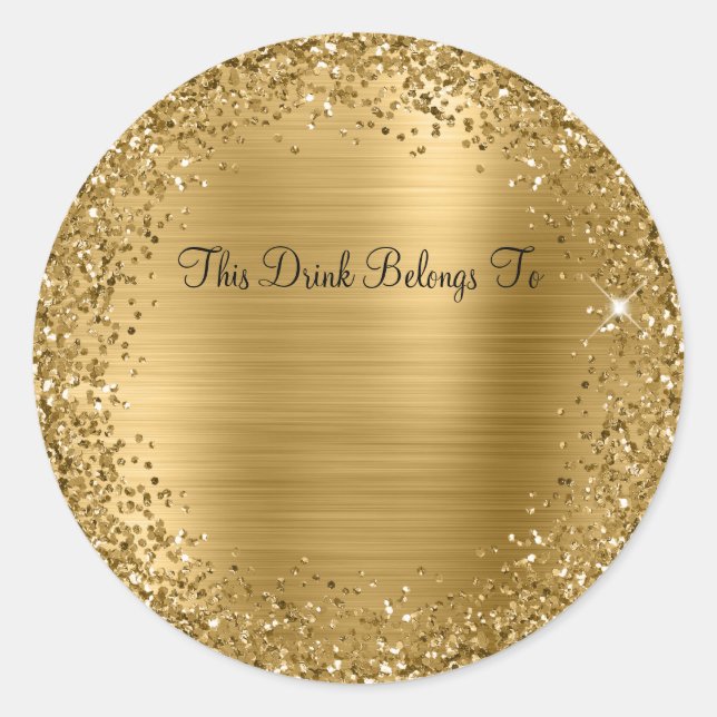 Gold Glitzer und Foil dieses Getränk gehört zu Runder Aufkleber (Vorderseite)