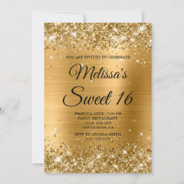 Gold Glitzer und Foil Sweet 16 Extravagant Monogra Einladung