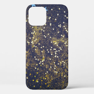 Gold Glitzer und glitzernde blaue Sterne auf schwa Case-Mate iPhone Hülle
