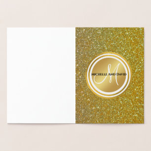 Gold-Glitzer und glitzerndes Schwarzes Monogramm f Folienkarte
