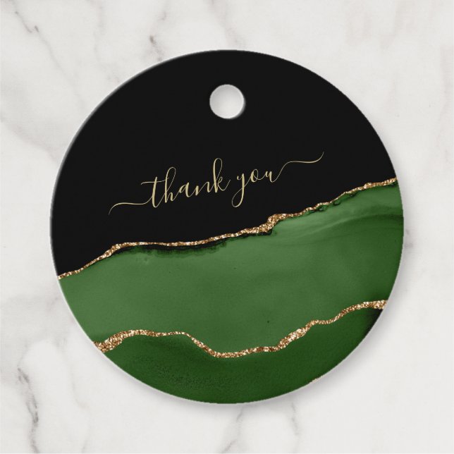 Gold Glitzer und Green Agate Geschenkanhänger (Vorderseite)