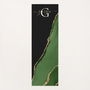 Gold-Glitzer und Green-Agate-Monogramm Yogamatte
