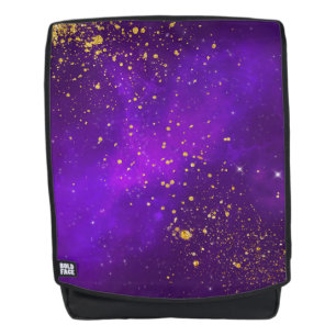Gold Glitzer und Lila Galaxy Back Pack Rucksack