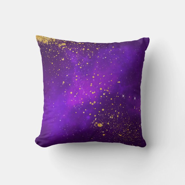 Gold Glitzer und Lila Galaxy-Kissen Kissen (Vorderseite)