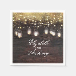Gold Glitzer und Mason Jar Lights Rustikal Serviette