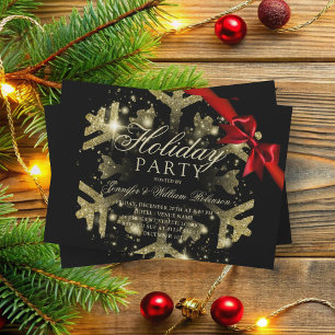 Gold Glitzer und Multiband Xmas Holiday Black Einladung