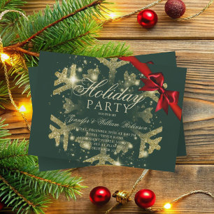 Gold Glitzer und Multiband Xmas Holiday Green Einladung