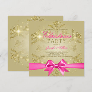 Gold Glitzer und Rosa Band Weihnachtsfeier Einladung