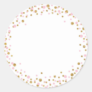 Gold-Glitzer und Rosa-Sprinkletikett Runder Aufkleber