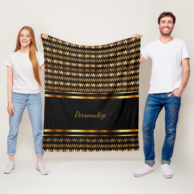 Gold Glitzer und Schwarz Zickzack Fleecedecke (Beispiel)