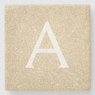 Gold-Glitzer und Sparkle-Monogramm Steinuntersetzer