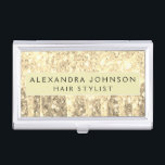 Gold-Glitzer und Sparkle-Monogramm Visitenkarten Dose<br><div class="desc">Gold Imitats Dripping Glitzer und Sparkle Elegant Girly Business Card Holder. Dieser Visitenkartenhalter kann so angepasst werden,  dass er Ihren Vor- und Nachnamen einbezieht.</div>
