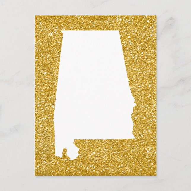 Gold Glitzer und White Alabama Postkarte (Vorderseite)