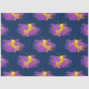Gold Glitzer Unicorns auf Blue Seidenpapier
