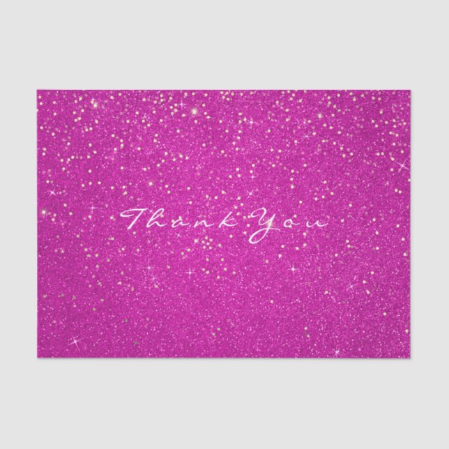 Gold Glitzer Vielen Dank Fuchsia Pink Confetti Whi Seidenpapier (Vorderseite)