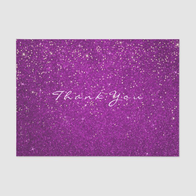 Gold Glitzer Vielen Dank Fuchsia Pink Spark Seidenpapier (Vorderseite)