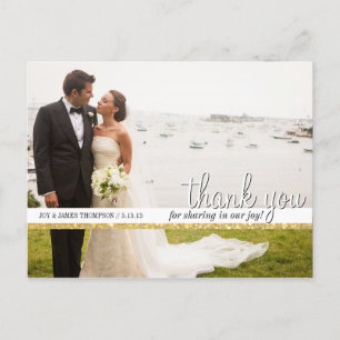Gold Glitzer Vielen Dank für Ihre Hochzeitskarten Postkarte