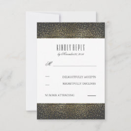 Gold Glitzer Vintag Glam Wedding RSVP Cards Karte