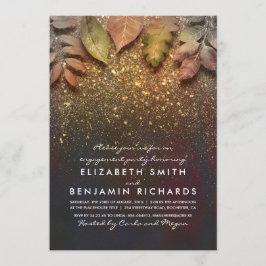 Gold Glitzer Vintag Herbstlaub Engagement Partei Einladung