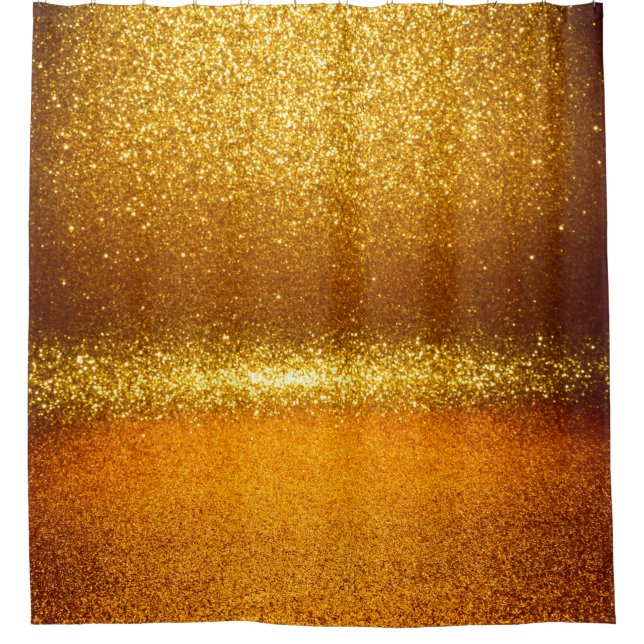 Gold Glitzer Vintag Lichter Textur. Weihnachtsaben Duschvorhang (Vorderseite)