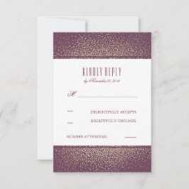Gold Glitzer Vintag Plum Wedding RSVP Cards Karte