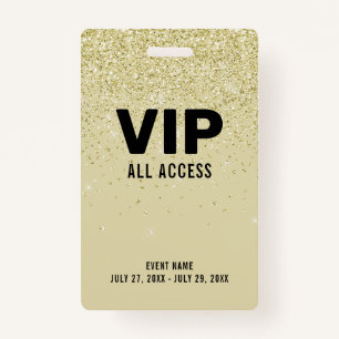 Gold Glitzer VIP All Access Pass Event-ID-Abzeiche Ausweis