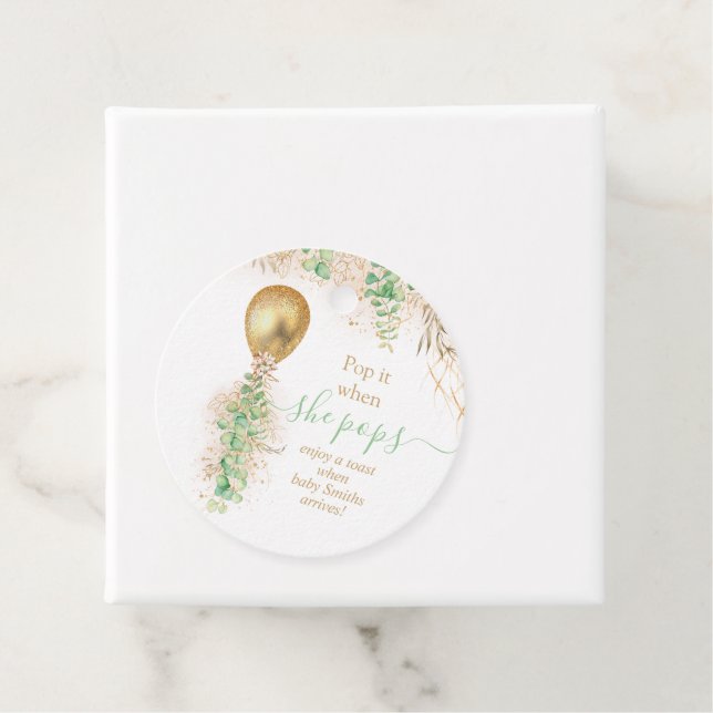 Gold Glitzer Watercolor Ballon Baby Dusche Pop It Geschenkanhänger (Beispiel)