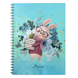 Gold Glitzer & Watercolor Blue Blume Lehrer Notizblock