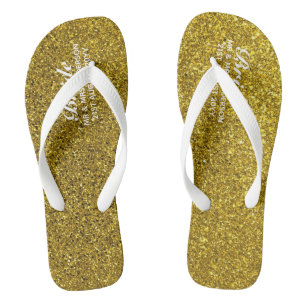 Gold Glitzer Wedding Flipflops BRIDE, Brautparty