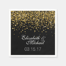 Gold Glitzer Wedding Napkins
