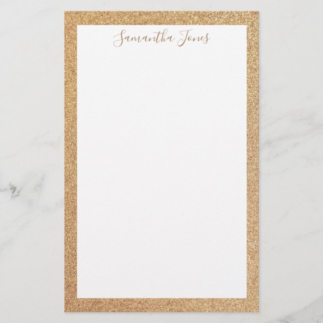 Gold Glitzer Wedding Party | Personalisiert Briefpapier (Vorderseite)