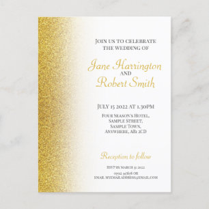 Gold Glitzer Wedding Postcard Einladung