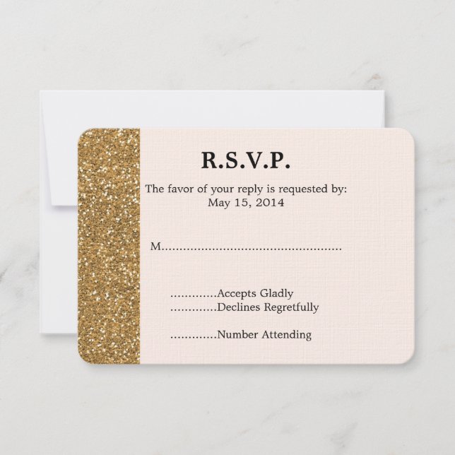 Gold Glitzer Wedding RSVP Karte (Vorderseite)