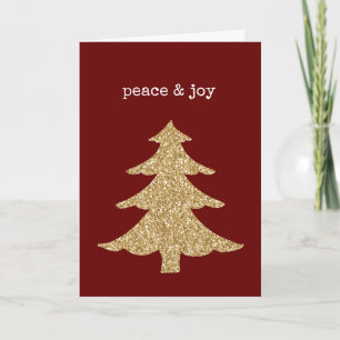 Gold Glitzer Weihnachtsbaum Roter Friede Karte