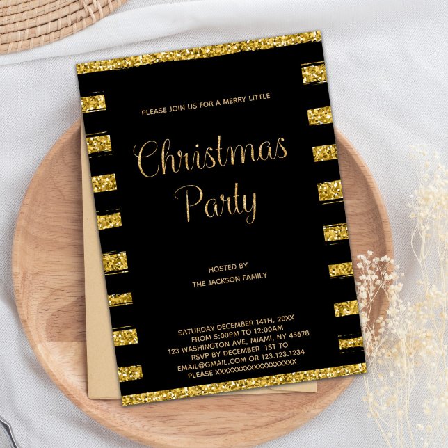 Gold Glitzer Weihnachtsfeier Einladung (Gold Glitter Christmas Invitations)