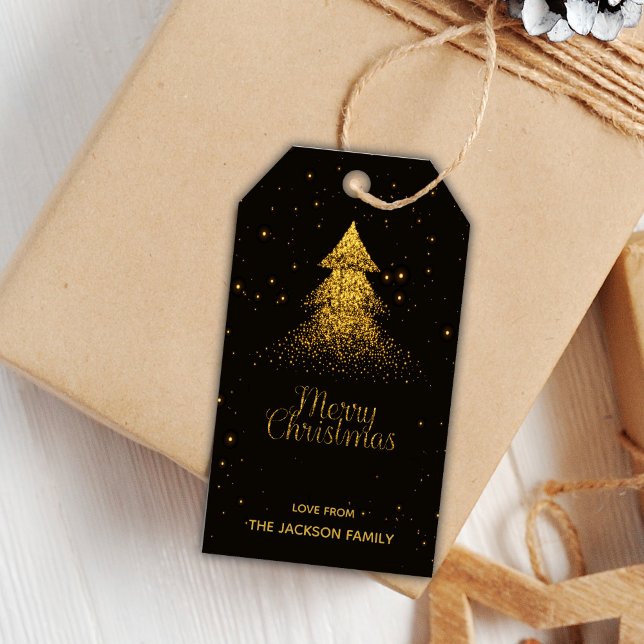 Gold Glitzer Weihnachtsgeschenke Tags Geschenkanhänger (Gold Glitter Christmas Gift Tags)