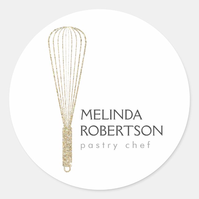 Gold Glitzer Whisk Bakery Stickers (Vorderseite)