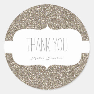 Gold Glitzer White Birthday Party Gefallen Sticker