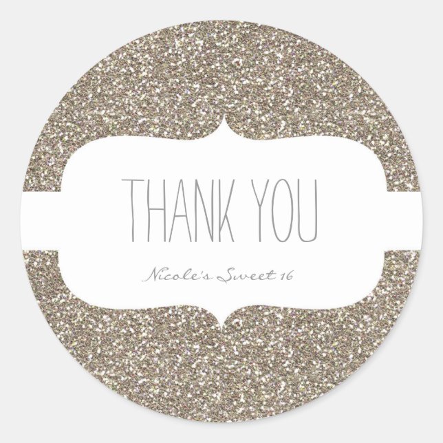 Gold Glitzer White Birthday Party Gefallen Sticker (Vorderseite)