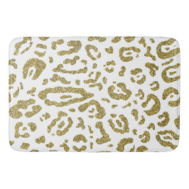 Gold Glitzer White Cheetah Leopard Animal Print Badematte
