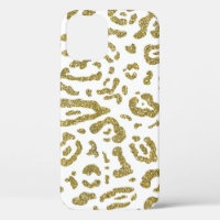 Gold Glitzer White Cheetah Leopard Animal Print