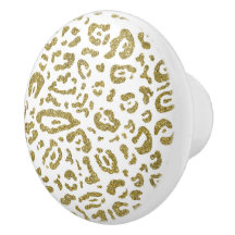 Gold Glitzer White Cheetah Leopard Animal Print
