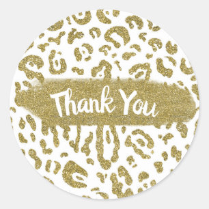 Gold Glitzer White Cheetah Leopard Animal Print Runder Aufkleber
