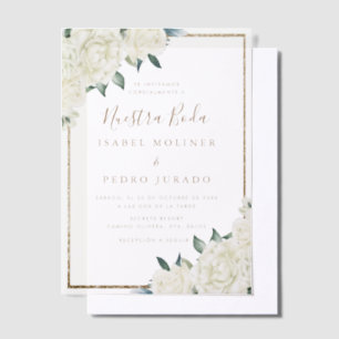 Gold Glitzer White Floral Nuestra Boda Wedding