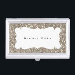Gold Glitzer & White Frame Visitenkartenhalter Visitenkarten Etui<br><div class="desc">Gold Glitzer & White Frame Visitenkartenhalter. Passen Sie den Text an oder verließ ihn leer.</div>