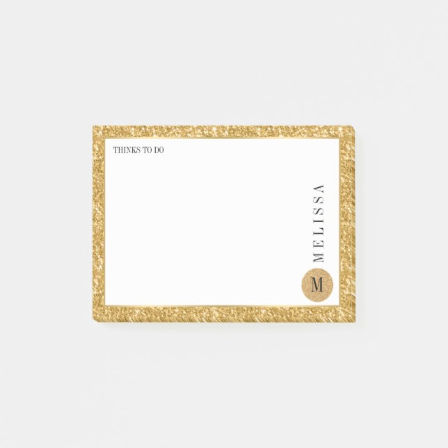 Gold Glitzer & White Modern Design Post-it Klebezettel (Vorderseite)