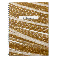 Gold Glitzer White Sparkle Chic Glamour Notebook