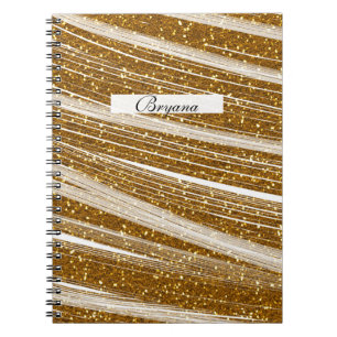 Gold Glitzer White Sparkle Chic Glamour Notebook Notizblock