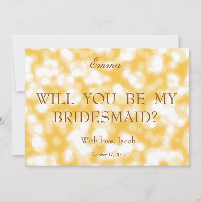 Gold Glitzer wirst du meine Bridesmaid sein Einladung (Vorderseite)