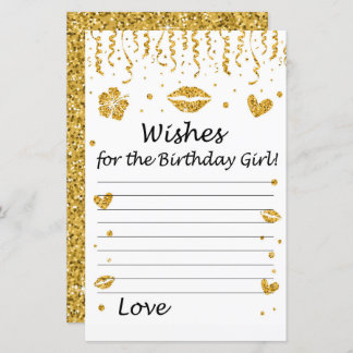 Gold Glitzer wünscht für Geburtstagsmädchen